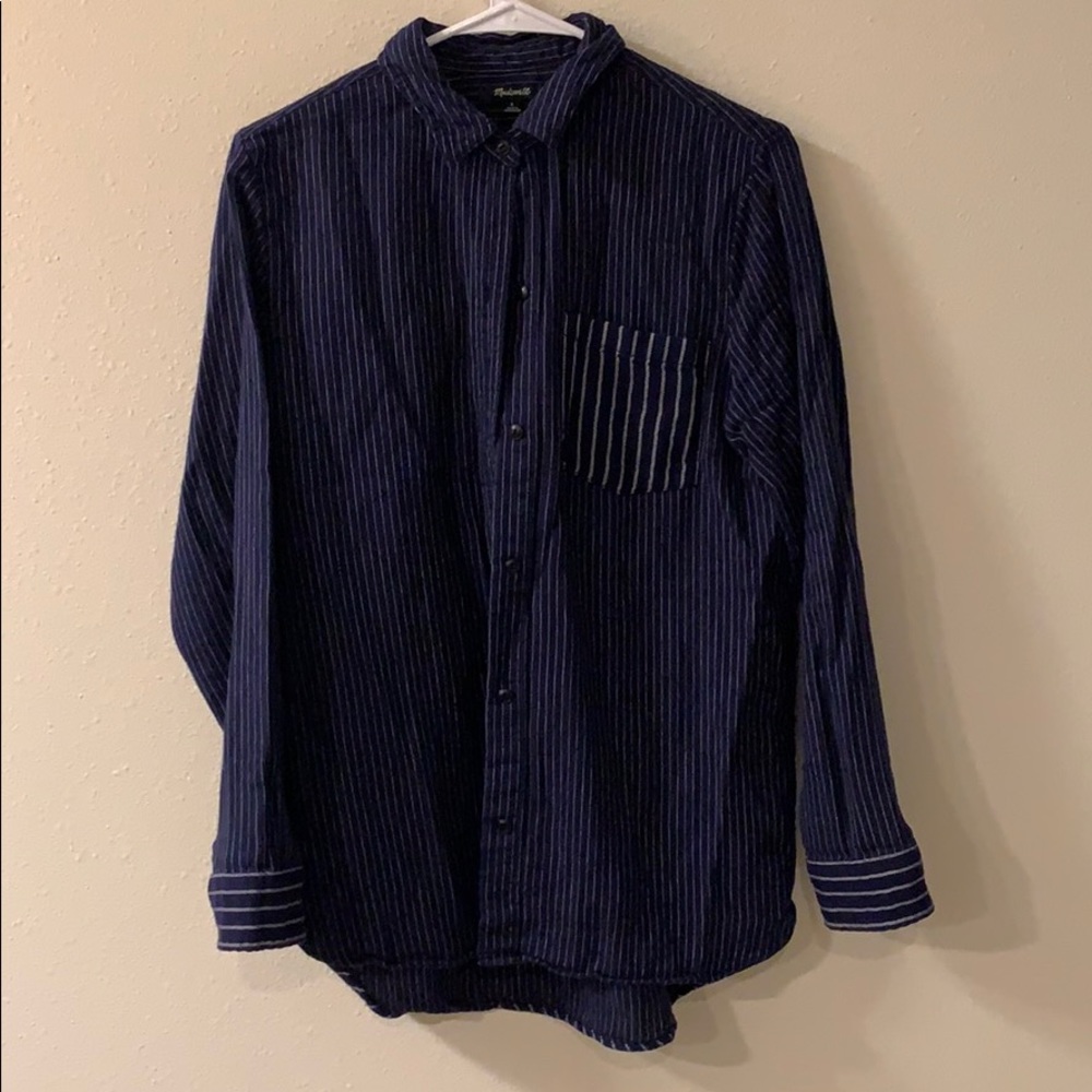 Made well navy striped button down/flannel